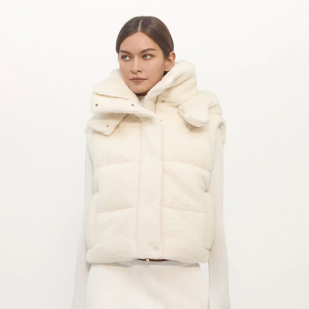NYLORA Off-White Puffer Vest, One Size